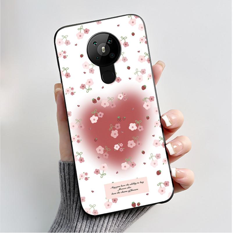 Printing Pattern Case For Nokia 5.3/Nokia 5.4/Nokia 3.4 Coque Soft Silicone Black Shell Cover Cute Flower Cartoon Casing Fundas