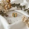 Green Natural Stone Stainless Steel Gold Plated Rings for Women Men Hollow Geometry Female Rings Charms Waterproof Jewelry