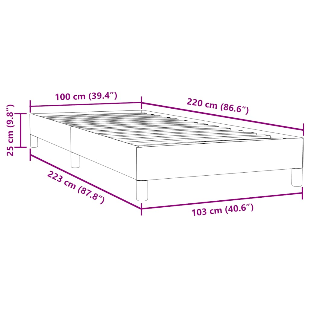 Box Spring Bed Without Mattress Dark Blue 100 x 220 cm Velvet