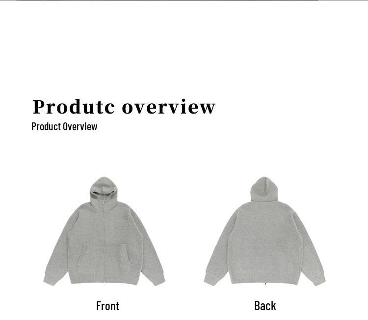 Unisex americký retro šedý kardigan s kapucí - Volný, ležérní pletený svetr na podzim/zimu