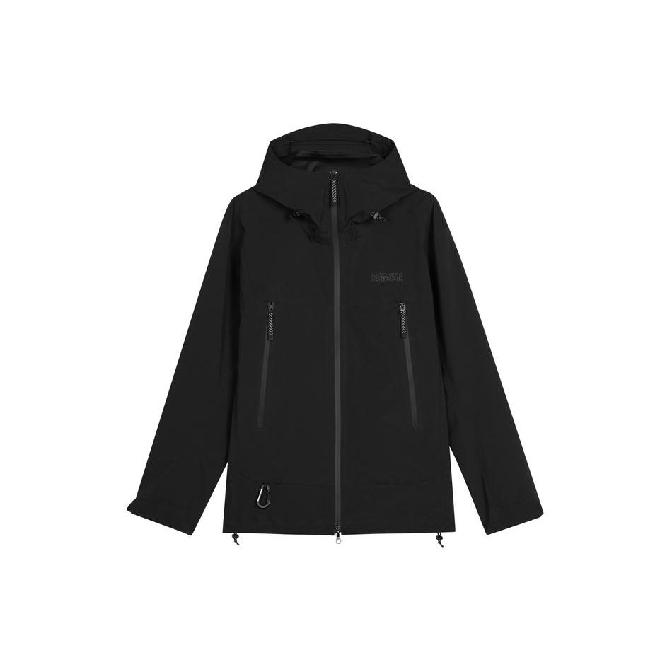 Skechers Solid Color Waterproof Windproof Zip Breathable Moisture-Wicking Jacket Men jackets Carbon-Black L124M017-0018 S