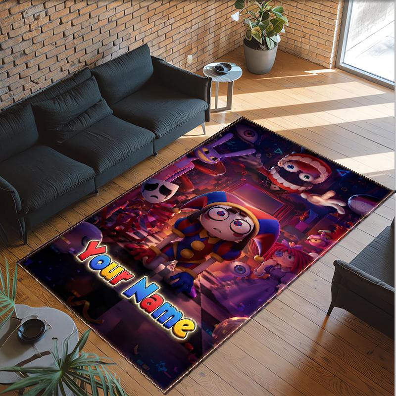 Personalized Crystal Velvet Carpet Custom Name Text,The Amazing Digital Circus Anti Slip Area Rug For Home Decoration