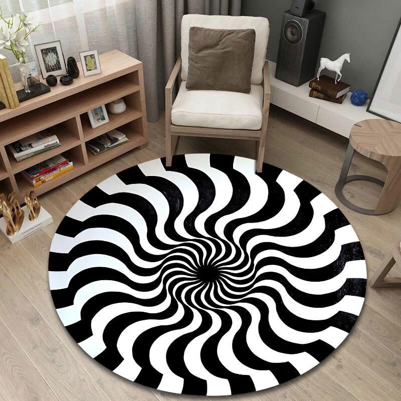 Cozy Round Gothic Multicolor Accent Rug, Non-Slip Floor Mat for Dining Room