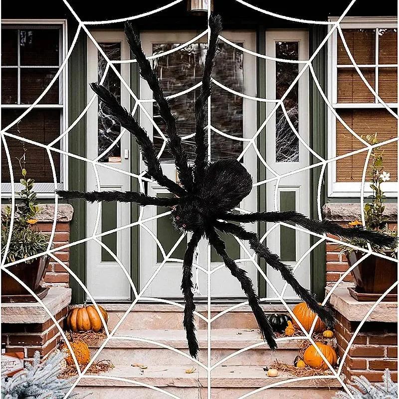 Halloween Big Plush Spider Horror Halloween Decoration Party Prop Outdoor Giant Spider Decor 30-200cm Chamber Prank Black Spider