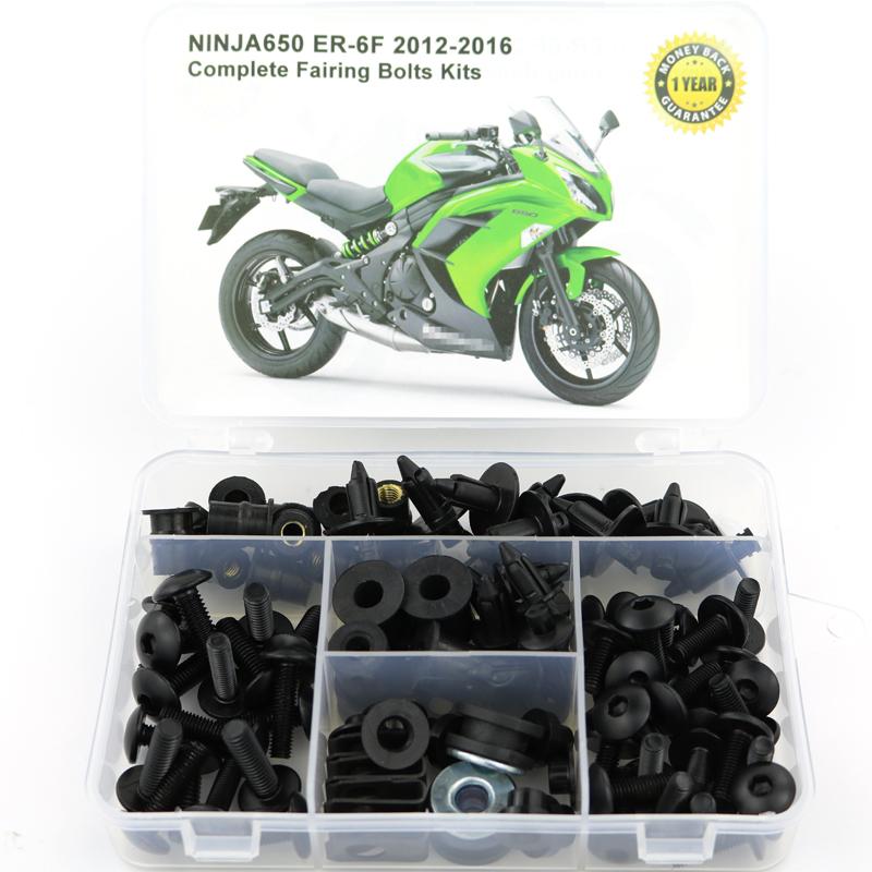 Fit For Kawasaki Ninja 650 ER-6F ER6F 2012 2013 2014 2015 2016 Full Fairing Kit Motorcycle Steel Screws Nuts Fairing Clips