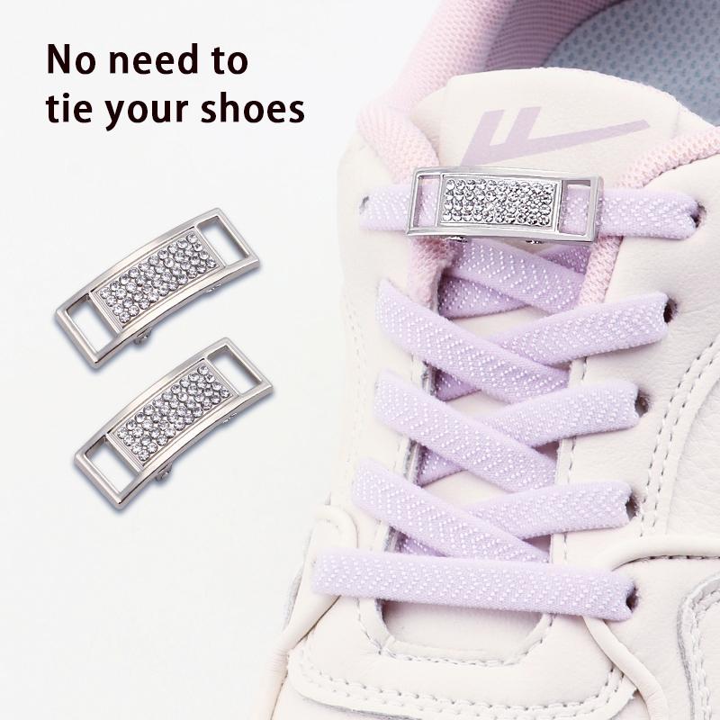 Silver Diamond Lock Shoelaces Without Ties Flat Shoelace for Shoes Accessories Elastic Laces Sneakers Tennis No Tie Shoe Laces