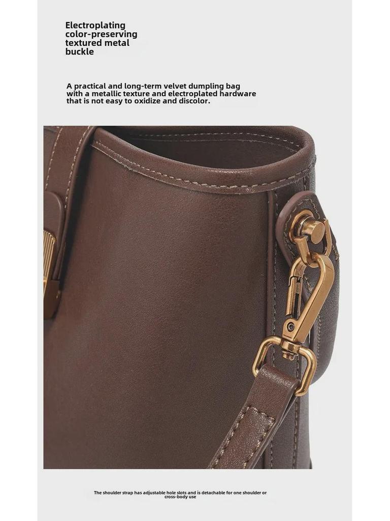 Damska luksusowa torba typu bucket z prawdziwej skóry - 2025 Modny, uniwersalny styl na ramię i do noszenia na ramieniu