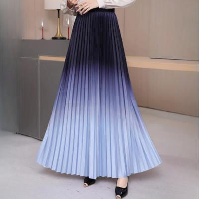 Falda elegante informal de retazos para mujer, falda larga plisada hasta el suelo, falda maxi alargada de color degradado para mujer