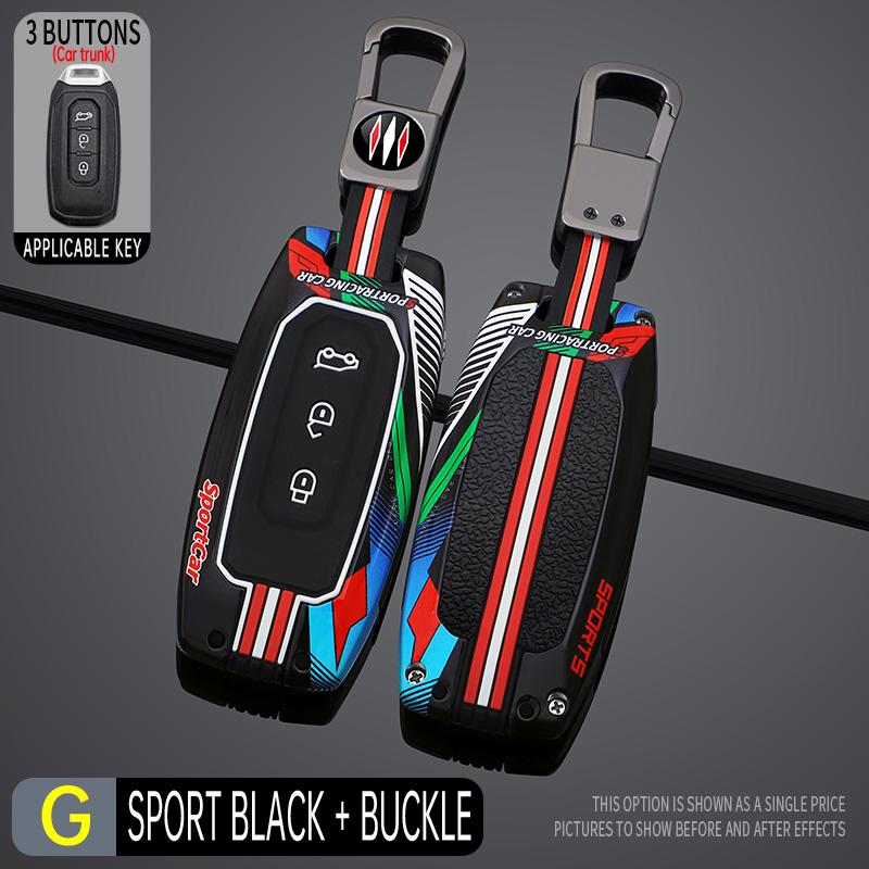 

Metal + silicone Car Key Case Cover For Ford Territory 2019 2020 2021 2022 2023 2024 2025 3 Buttons Keyless Entry Key Protection