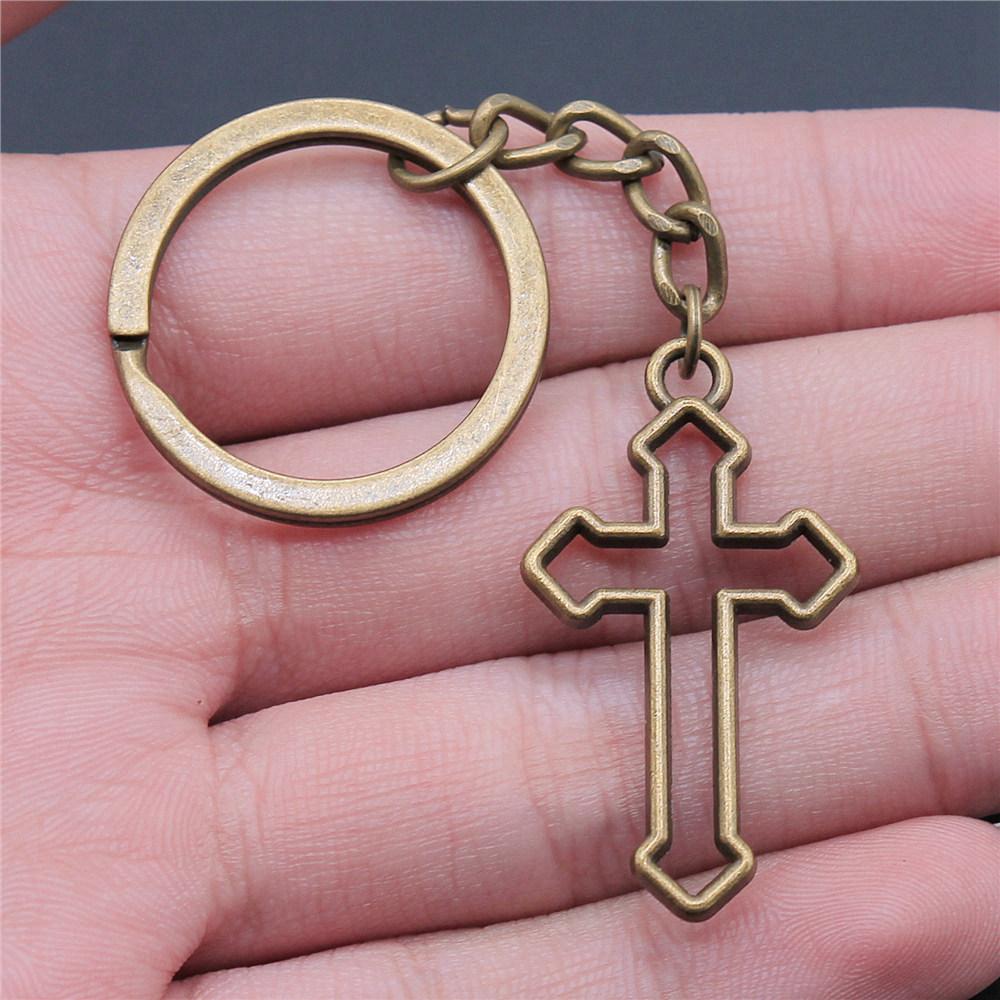 Cross Religious Amulet Keychain for Family Trendy Cute Fathers Day Gift Streetwear Key Organizer