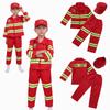 Kids Fireman Costume Set Girls Boys Firefighter Cosplay Fancy Dress Up Thick Jacket Coat With Pants Hat Set