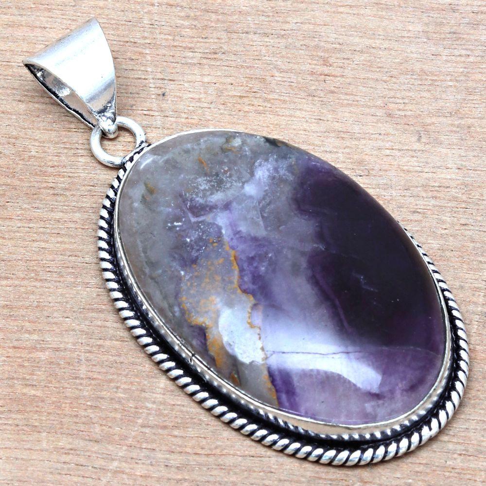 Pendant Fluorite Gemstone Handmade Gift For Her Silver Jewelry 2"