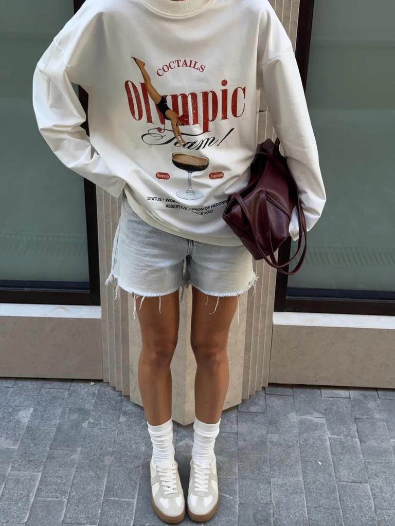 100% cotton t-shirt 2025 spring fashion flow niche design sense age reduction printing comfort