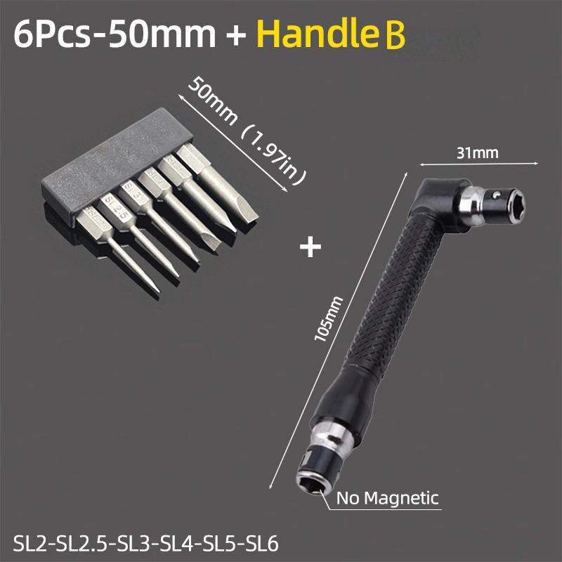 50/100mm 2.0-6.0mm Flat Head Screwdriver Bits Set Magnetic Tip Slotted Screwdriver Drill 1/4 Inch Hex Shank Hand/Electric Tools