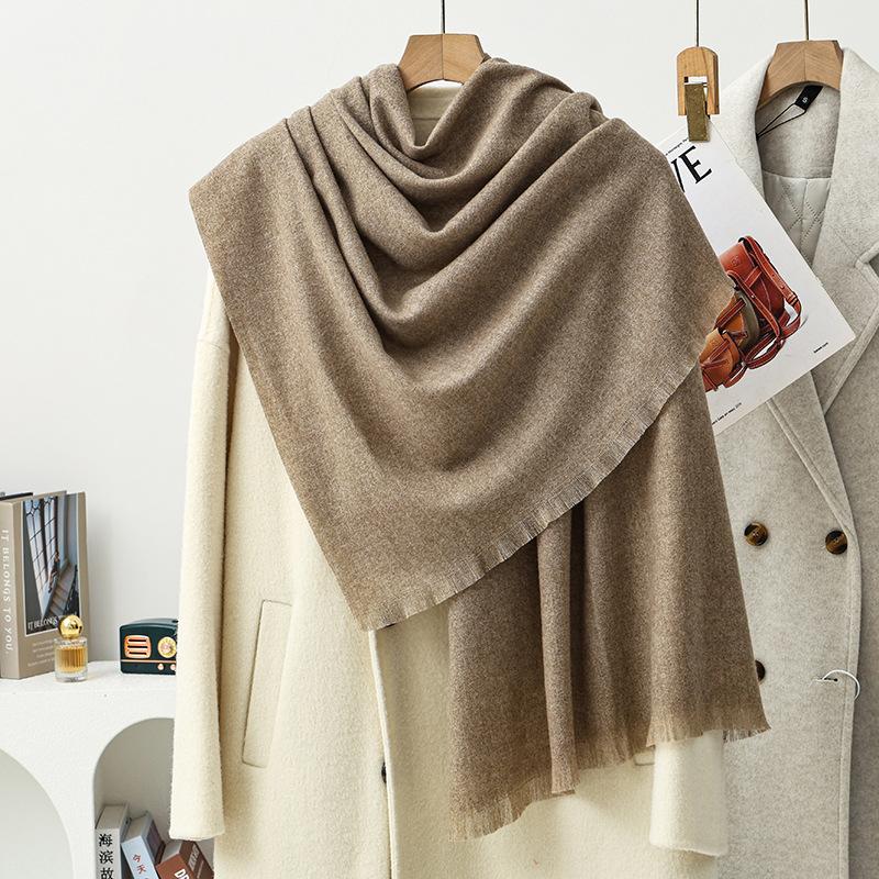 Short Beard Scarf Light Luxury High-end Cashmere Scarf Women's Winter New Korean Men's Shawl Solid Color