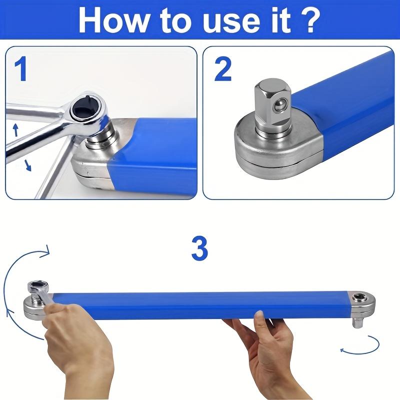 1Set Multi-Functional Extended Wrench,Extended Wrench Booster Lever Kit,Dual-purpose Ratchet and Quick Socket,Ratchet Conversion,Universal Tool