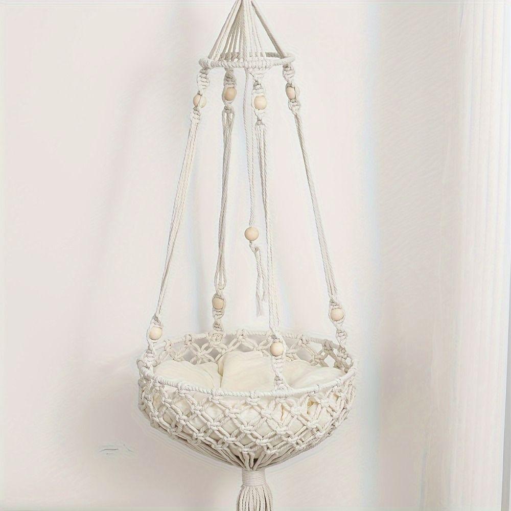 Hanging Cat Hammock Handwoven Cat Sofa Pet Swing Bed Hanging Basket Cat Nest  Kitten Puppy Summer