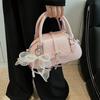 Pink Pearlescent PU Portable Messenger Bag