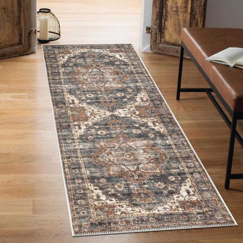 Tappeto Lungo Corridoio Persiano Retrò Antiscivolo Resistente all'Usura Lavabile Tappetino per Pavimento Tappeto per Camera da Letto Decorazione per la Casa
