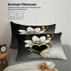 Black White Bedding Set Golden Flowers Soft Comfortable Duvet Cover King Queen Twin Single Size for Bithday Gift Room Decoration
