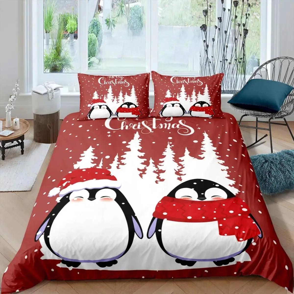 

Penguin Duvet Cover Set Full Cute Animals Bedding Set Snow Decor Comforter Cover Set Cute Penguin Animal Quilt Cover Queen Size 70x133cm