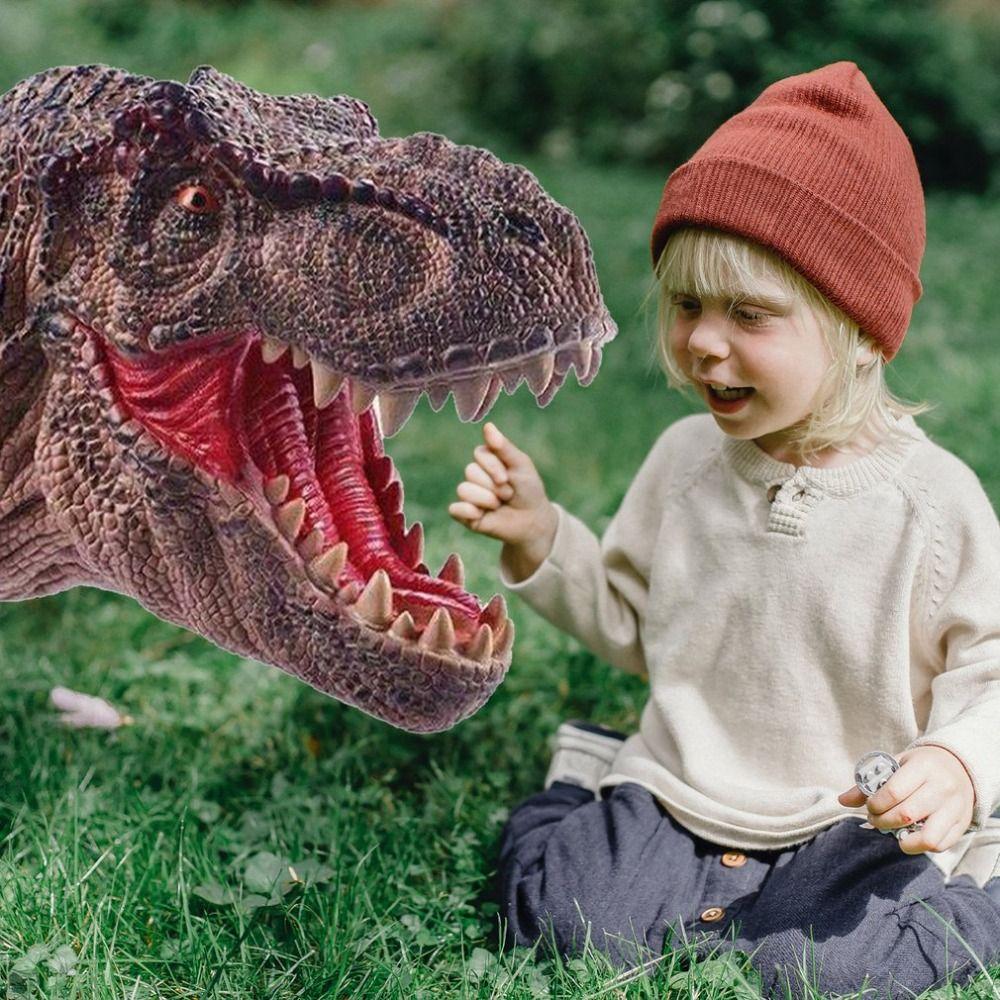 Crocodile Head Gloves Soft Rubber Hand Puppet Realistic Dinosaur Head Model Arm Size Head Puppets