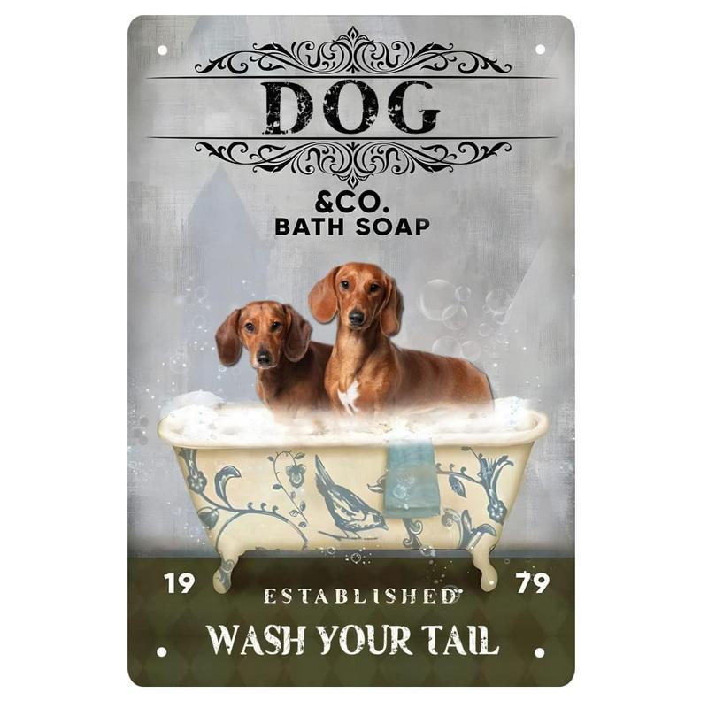 Retro Metal Tin Signs Cat Dog Bath Soap Wash Your Paw Bubble Posters Vintage Toilet Cave Bar Home Bathroom Wall Decoration Signs