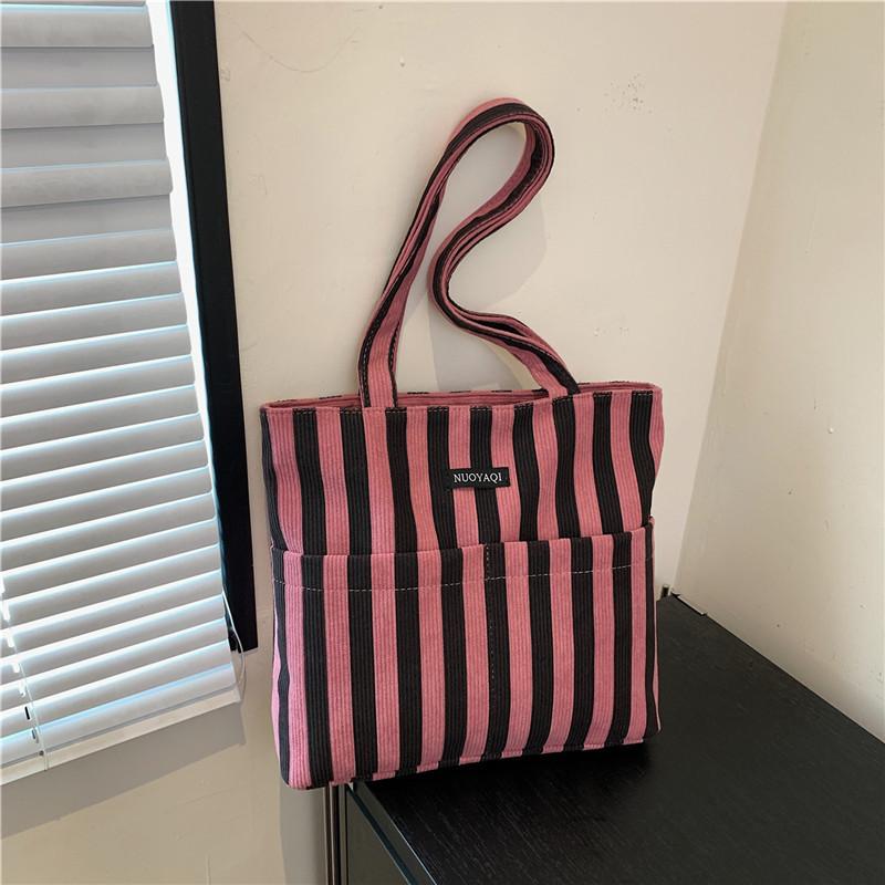 Corduroy bag, new women's bag, fashionable stripe, versatile shoulder bag, bag, one piece