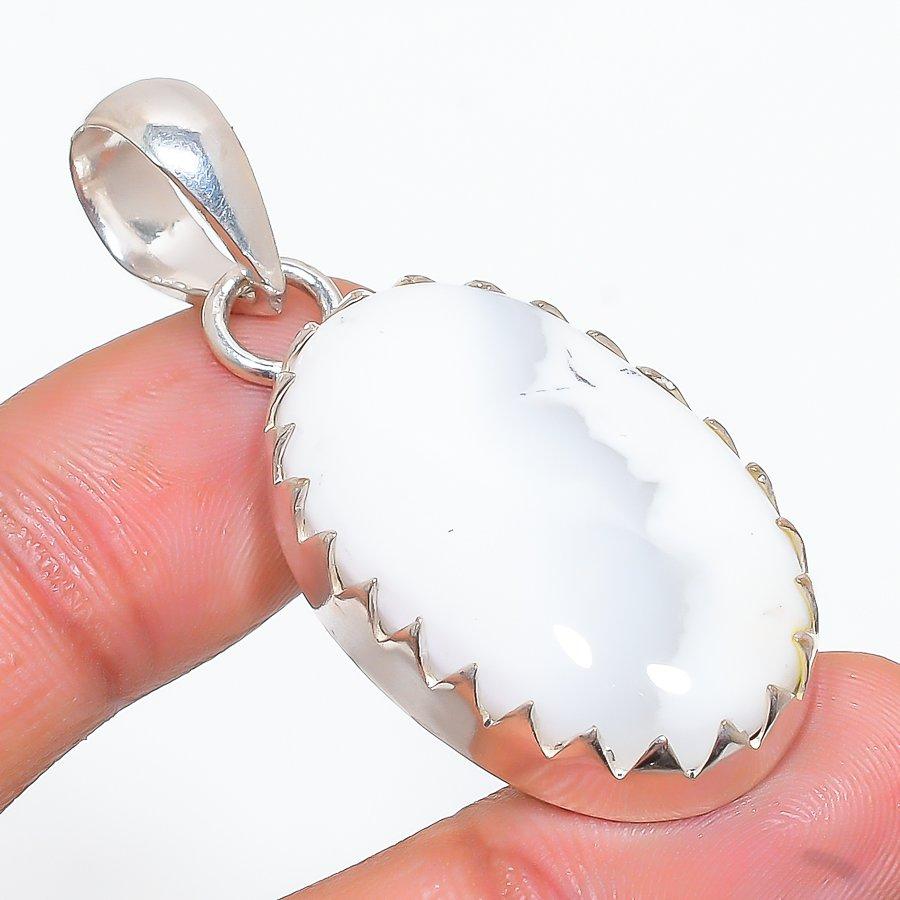 

Natural Dendrite Opal Gemstone Handmade 925 Sterling Silver Pendant 1.93 L1y11