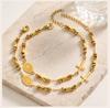 Saint Benedict Rosary Bracelet Bamboo Bead Design 18K Gold Plated Stainless Steel Cross Adjustable Catholic Jewelry