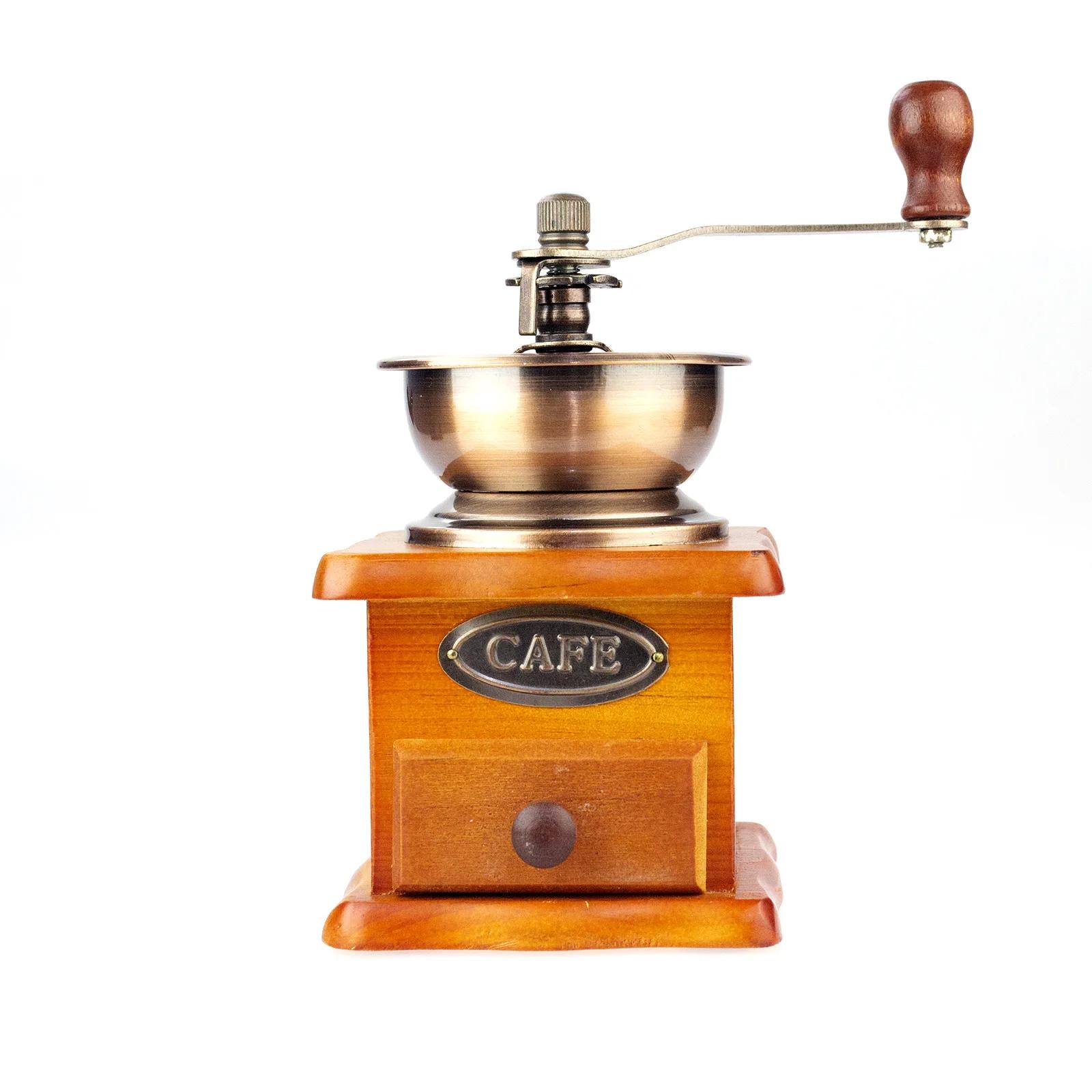 

Antique Manual Coffee Grinder Hand Crank Bean Mill Classic Wooden Ceramic Burr Spice Muller Retro vintage Adjust Coffee Machine светло-коричневого