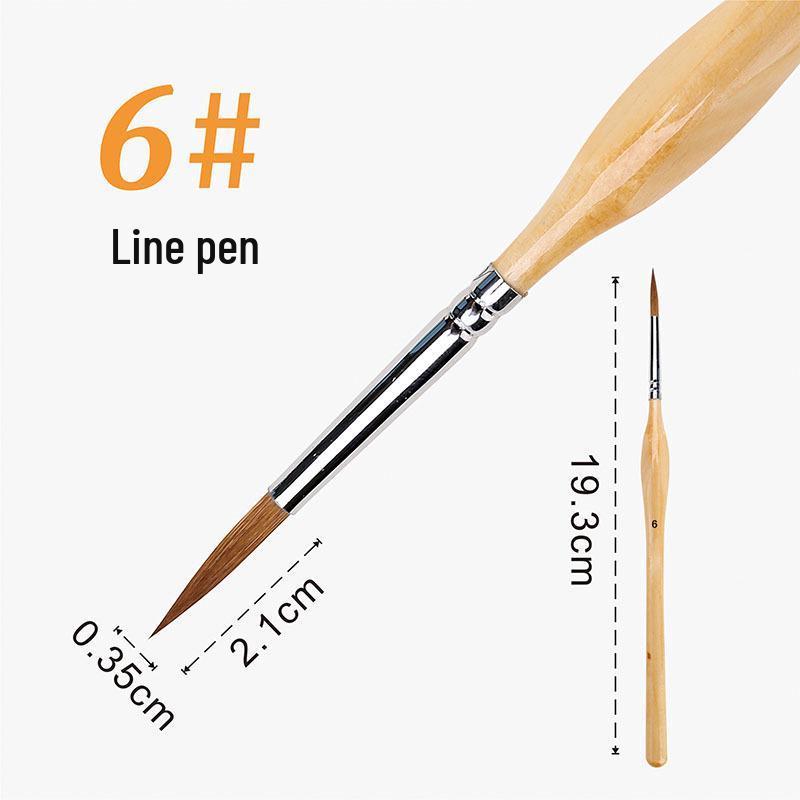 Wolf Hair Fine Line Brush - Black Triangular Birch Handle for Nail Art and Watercolor Detailing