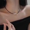 Special-Shaped Baroque Silver Bar Freshwater Pearl Necklace Femininity Ultra-Fine 2Mm Black Agate Beaded Necklace Female