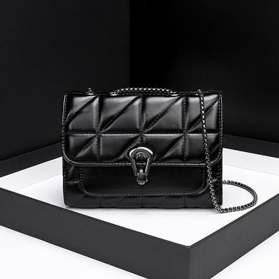 Borsa a catena a rombi Primavera Estate, Borsa piccola semplice e versatile, Borsa a tracolla, Borsa piccola quadrata matura ed elegante