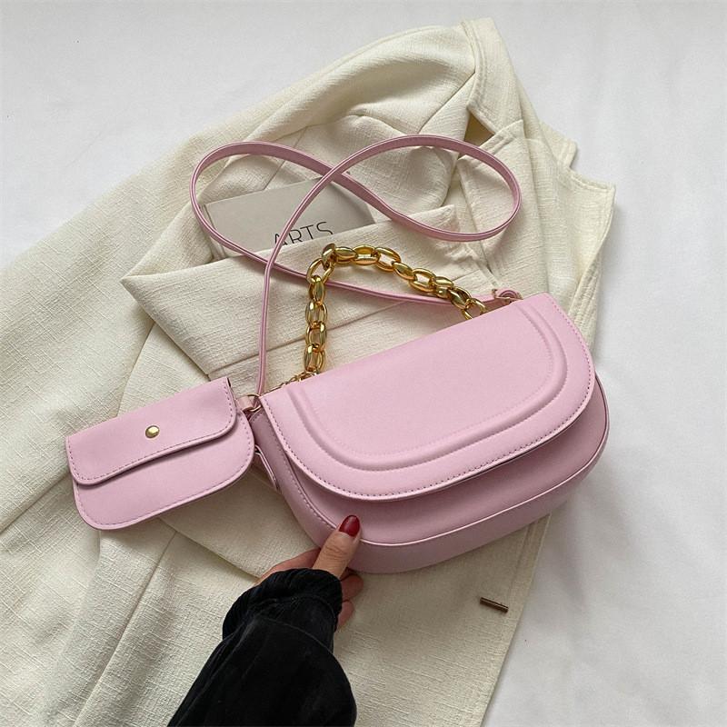 Fashionable Minimalist Saddle Bag For Women In Black White Brown Green Pink Versatile Style розовый