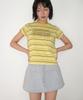 RONRON Multi Stripe Lettering T Shirt Yellow