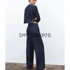 Spring New Women's Clothing High Waist Wide-Leg Pants 1478692 Contrast Color Seized String Decoration Short Coat 1478792