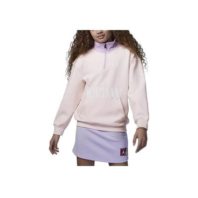 Jordan Fundamentals Color Block Half Zip Stand Collar Casual Sweatshirt Kids Sweatshirt Washed-Pink HF2378-685