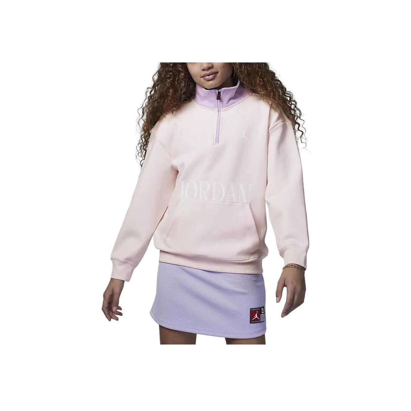 

Повседневная толстовка Jordan Fundamentals Color Block с воротником-стойкой и полумолнией Детская толстовка Washed-Pink HF2378-685