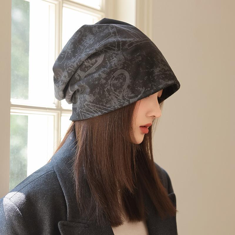 Autumn and Winter Hats Women's Triangular Standard Versatile Stacking Hat Big Head Circumference Showing Face Small Headgear Warm Cold Hat