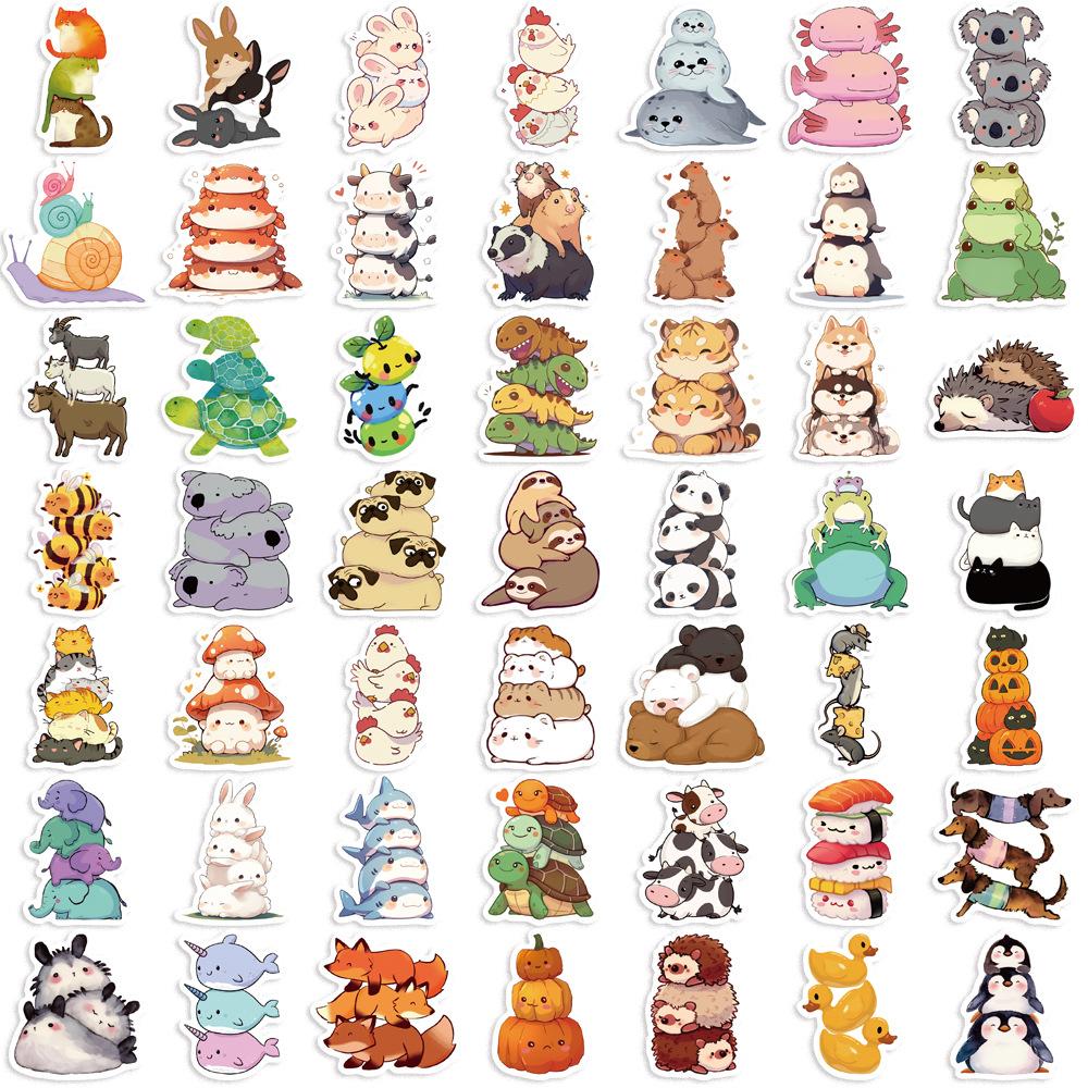60 Animal Stacked Graffiti Stickers Guitar Notebook Suitcase DIY Waterproof Stickers