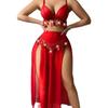Erotic Sexy Transparent Solid Color Sequin Skirt Set Backless Deep V Suspenders Sleeveless Skirt Sets Charming Elegant Beautiful