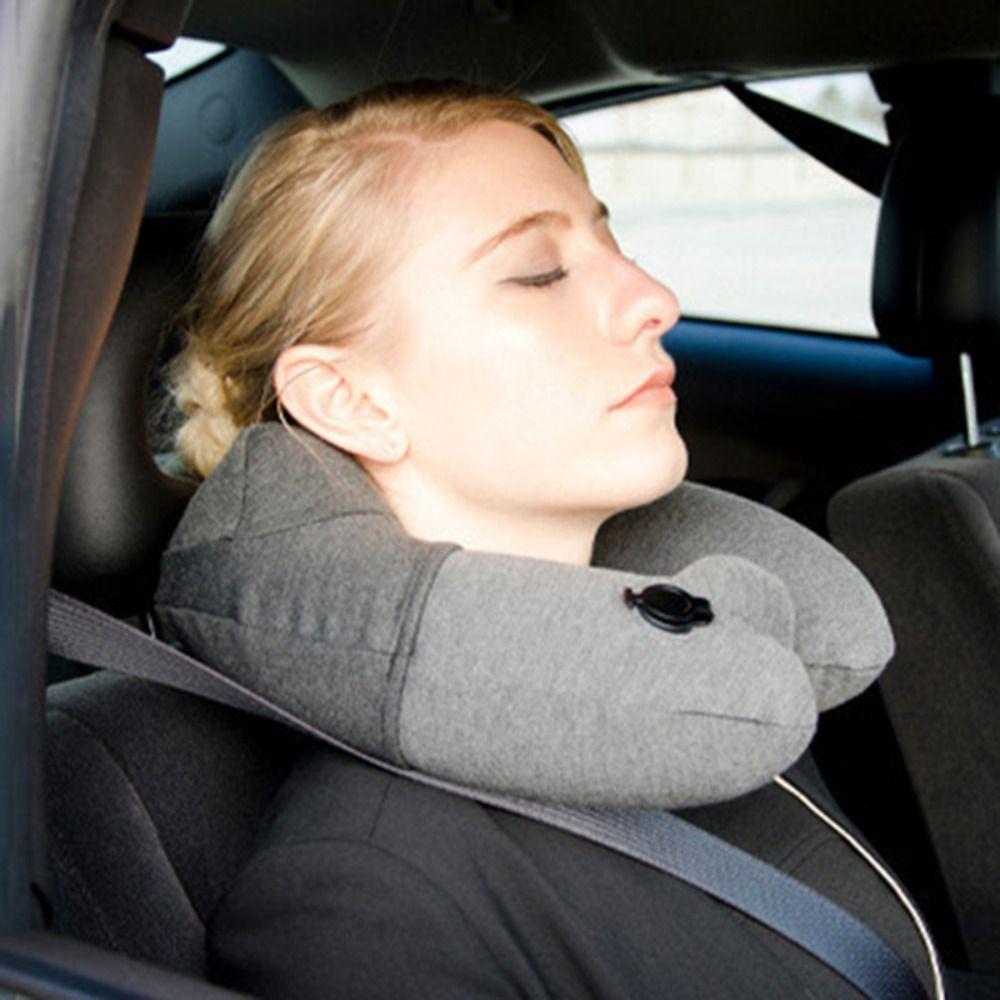 Washable Press Type Inflatable Travel Pillow Detachable Neck Support Pillow  Business Trip