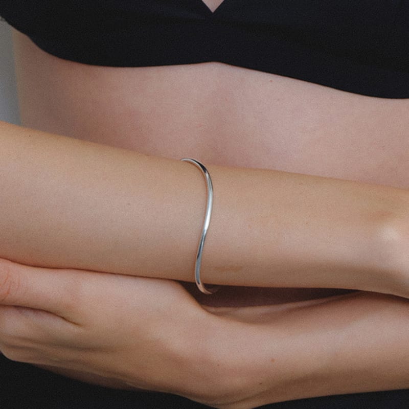 

leeENoir Хвиля Відкритий Браслет-Бенгл SILVER