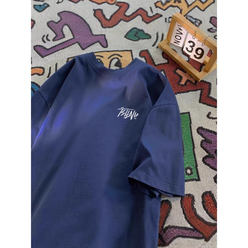 Cotton short-sleeved T-shirt men's new summer retro simple top youth large size T-shirt