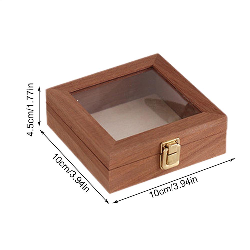Wooden Keepsake Storage Box Multi-Purpose Cash Storage Organizer Necklace Display Case With Clear Acrylic Lid For Home