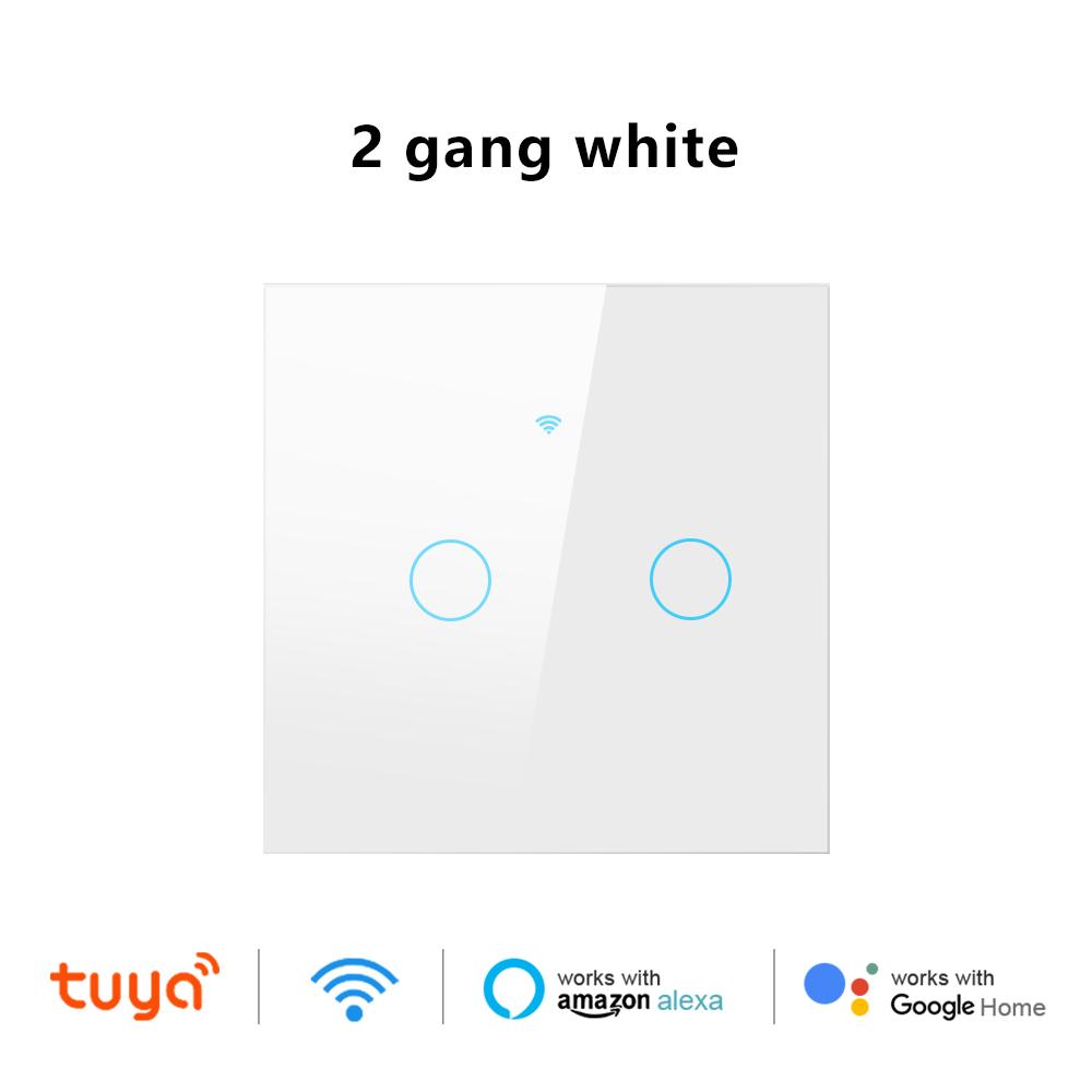 WiFi RF433 Smart Wall Switch Tuya App Remote Control 1/2/3/4 Gang Glass Panel Touch Light Switch No Neutral Wire Voice Control Alexa Google