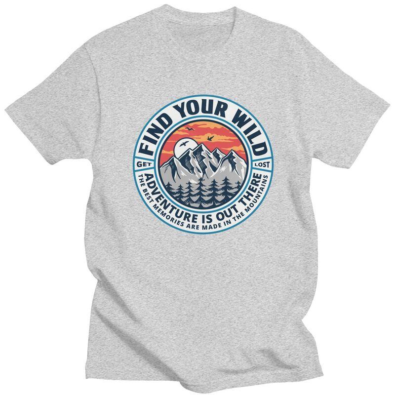 Custom Adventure Camping Mountain Camper T Shirt for Men 100 Cotton Tshirt Tees Tshirts Slim Fit Clothing Gift