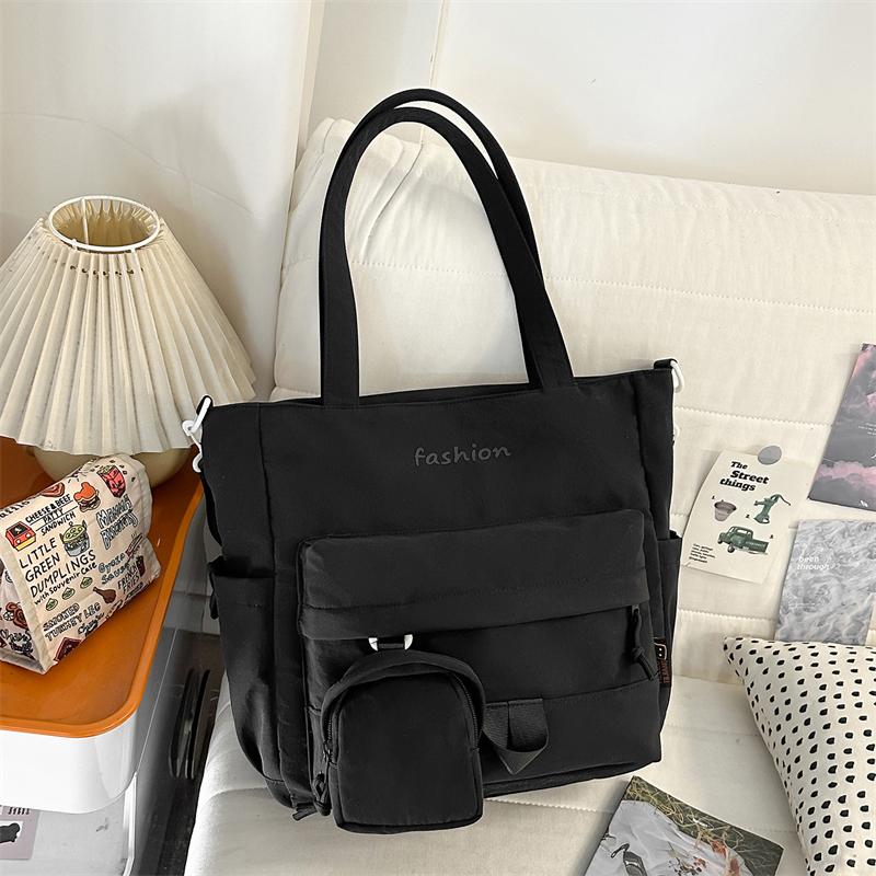 Large Capacity Commuter Shoulder Bag Women's Tote Bag Student Book Bag with Coin Purse