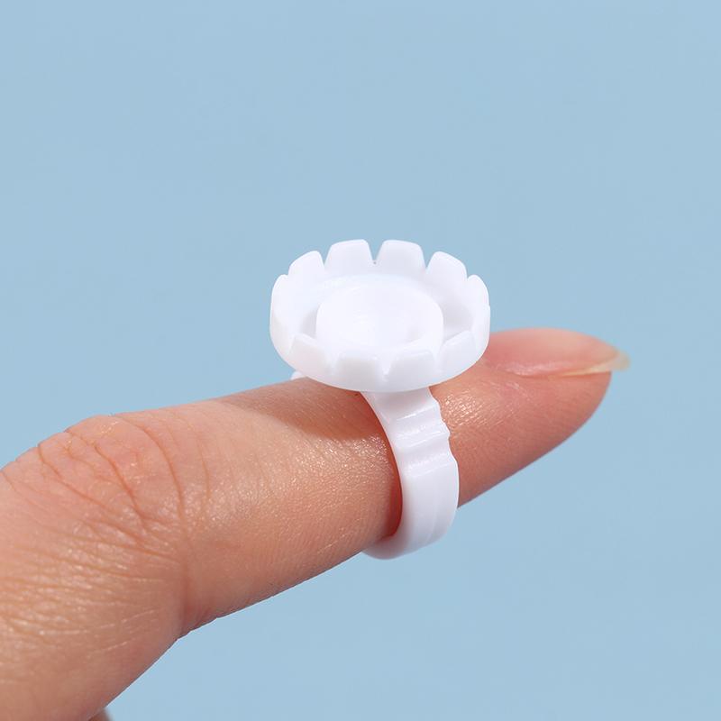 100Pcs Disposable Eyelash Extension Rings Lash Glue Fan Cup Finger Holder Fans